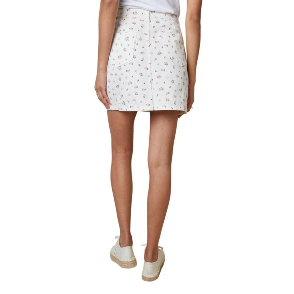 Threadbare Womens/Ladies Seoul Floral Denim Mini Skirt / White - Picture 2 of 3